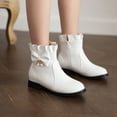 thumbnail image 2 of Women Fashion Waterproof Snow Boots Ladies Cute Fashion Bow Solid Color Flat Round Toe Square Heel Short Student Style Boots, 2 of 7