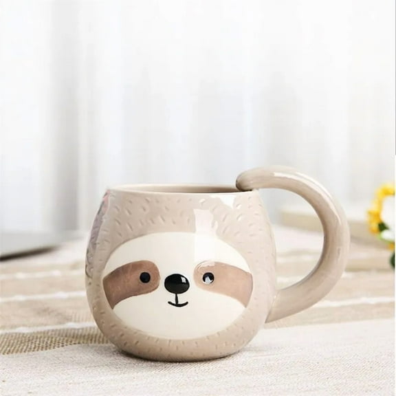 Sloth cup 400ML milk Glass Mugs, Milk Tea Breakfast Mug Coffee Cup Mugs for Tea, Christmas Mug Drinkware Unique Gift Animal Mug 210409