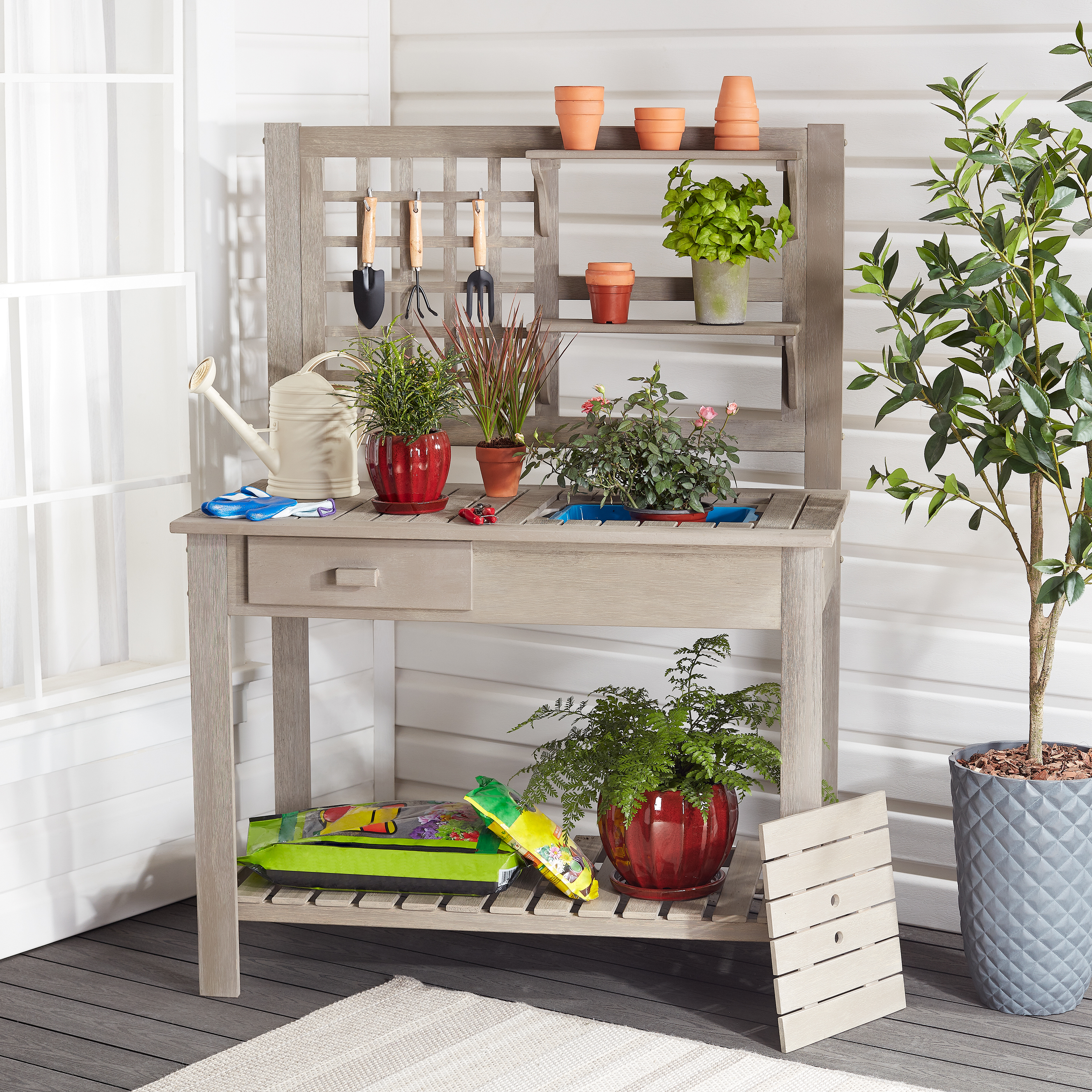 Better Homes & Gardens Gray Wood Potting Bench - image 3 of 8