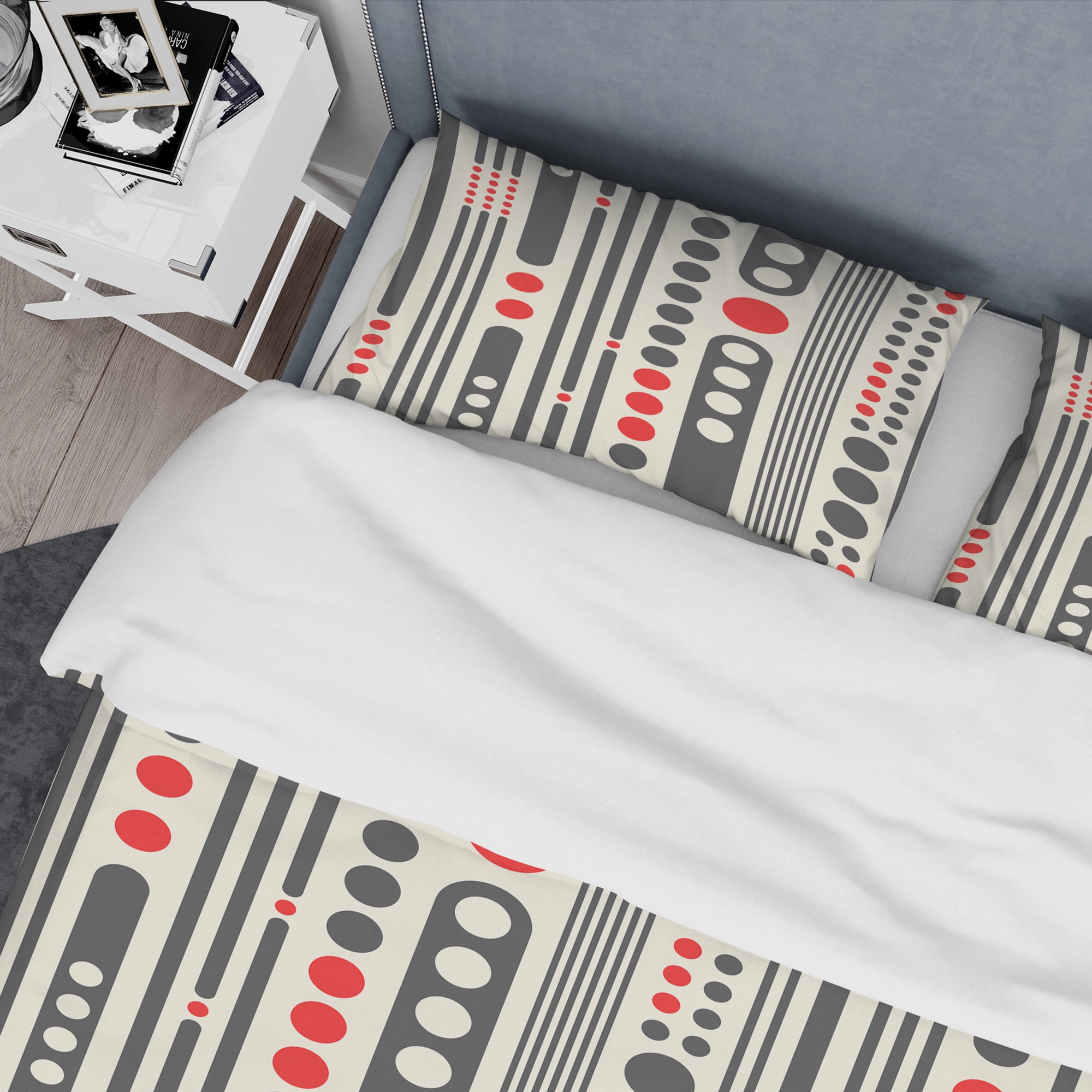 Designart 'Retro Geometrical Abstract Minimal Pattern II' Mid-Century Modern Duvet Cover Set