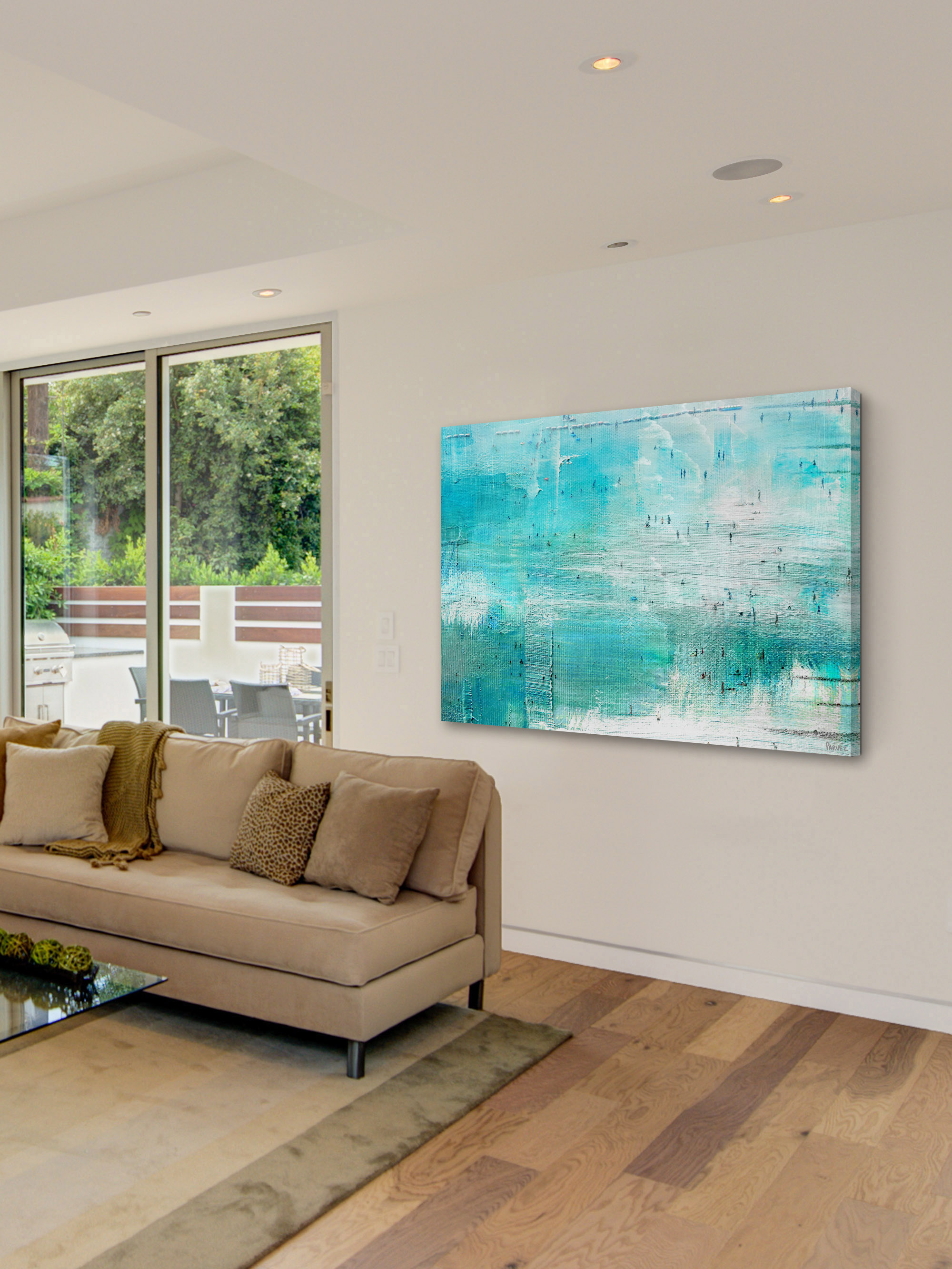"Aqua Surf" Painting Print on Wrapped Canvas