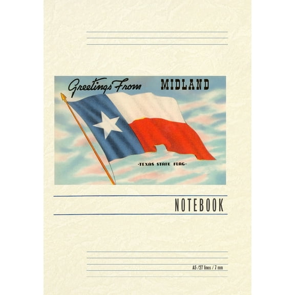 Vintage Lined Notebook Greetings from Midland, Texas, (Paperback)