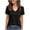 Black, variant on Women's V-Neck Blouse Top, Short Sleeve Cinched Waist Casual T-shirts White 2XL