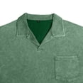 thumbnail image 6 of GrmtClth Casual Daily Wear Lapel Collar Retro Washed Polo Tops, Single Chest Pocket Long Sleeve Regular Fit Vacation Walking Shirts Green M, 6 of 7