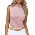 thumbnail image 3 of Women Sleeveless Mock Turtleneck Tank Tops Slim Crop Top Shirts, 3 of 5