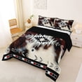 thumbnail image 2 of jejeloiu Sleek Aztec Full Size Comforter Sets,Neutral Cowhide Bedding Comforter Set For Boys,Gray Black Brown,Black Reversible,3-Piece,1 Comforter and 2 Pillowcases, 2 of 7