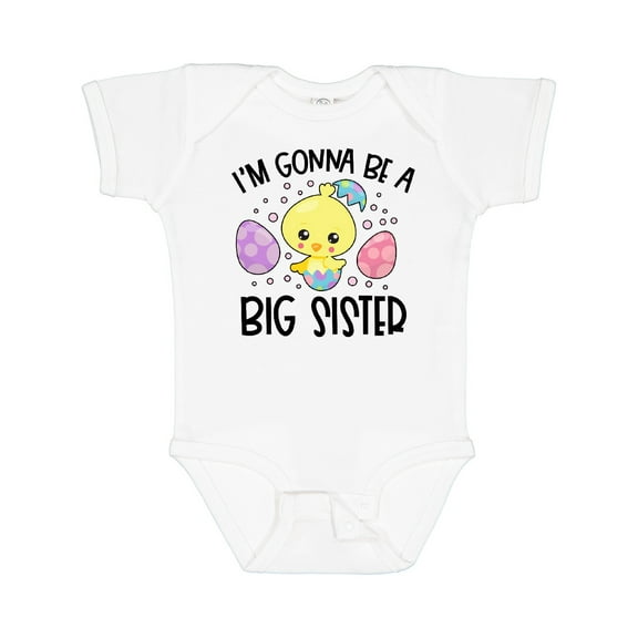 Inktastic Easter I'm Gonna Be a Big Sister with Purple and Pink Eggs Girls Baby Bodysuit