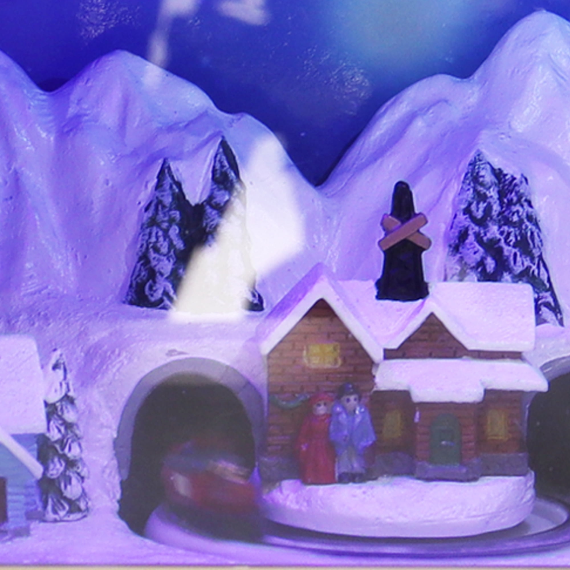 Holiday Time Brown LED Musical Retro Radio Decor, Animated Christmas Tree & Train Station Scene, 5.3”H