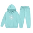 thumbnail image 3 of Eltusu Girls Winter Outfit Sets, Warm Long Sleeve Elastic Waist Graphic Hoodies and Sweatpants Sets Light Blue Size 12-13T, 3 of 4