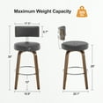 thumbnail image 5 of WOOW DEPOT PU Swivel Bar Stools Set of 2, 29" Seat Height Modern Upholstered Bar Chairs w/ Mid-back Round Seat Walnut Legs Leather Island Stools for Kitchen Counter, 5 of 11