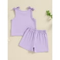 thumbnail image 4 of Suealasg Toddler Girls Summer Clothes 1T 2T 3T 4T 5T Short Sleeve Letter Print Tank Tops + Shorts Kids Baby Girls Outfits Sets, 4 of 7