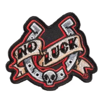 No Luck Skulled Horse Shoe Patch, Lucky Patches