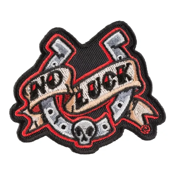 No Luck Skulled Horse Shoe Patch, Lucky Patches