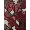 thumbnail image 2 of Red/Grey/Silver/Black/Abstract Area Rug Modern Contemporary Circles and Wavey Swirlls Design Pattern, 2 of 5