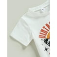 thumbnail image 4 of Toddler Girls Summer Outfit Sets White Short Sleeve O Neck Butterfly Print Tops Solid Color Flared Pants, 4 of 7