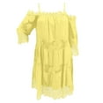thumbnail image 4 of Vestido largo de encaje con hombros descubiertos para mujer: falda escalonada, mangas con volantes, elegante para bodas y fiestas, 4 of 4