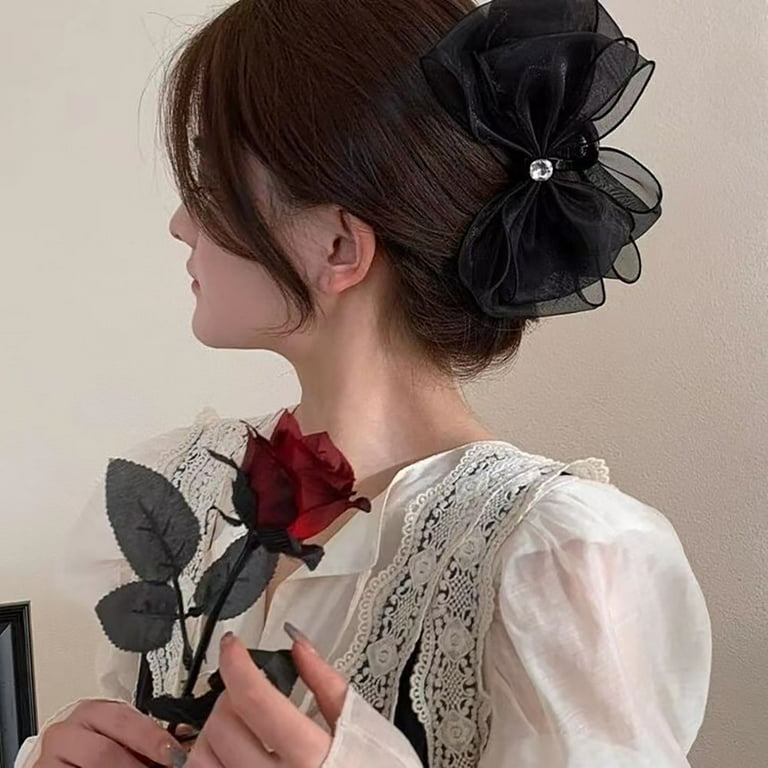 Pack Of 4 Bow Hair Clips, Large, Hair Bows Claw Clips, Non-Slip, Strong Hold, Acrylic Hair Clips, Hair Accessories For Women And Girls - Foto 4