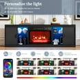 thumbnail image 3 of Holliwill 70" Fireplace TV Stand for TVs up to 80" with LED Lights, Fluted Modern Entertainment Center with 23" Electric Heater TV Console with Sliding Door for Living Room, Black, 3 of 12