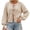 Beige, variant on Women's Knit Cardigan Bow Tie Front Bubble Rib Cuff Cropped Long Sleeve Sweater Jacket