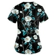 thumbnail image 2 of Black Scrubs Women,Floral Print Medical Tops - Quick-Dry Scrub Blouse with Utility Pockets - Light Blue - XL, 2 of 5