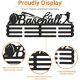 thumbnail image 5 of Iron Medal Hanger Holder Display Wall Rack 3-Line with Screws Black Baseball 400x150mm, 5 of 8
