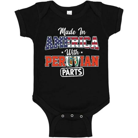

Peruvian American Baby Bodysuit One Piece or Toddler T-Shirt Made In America With Peruvian Parts Flag