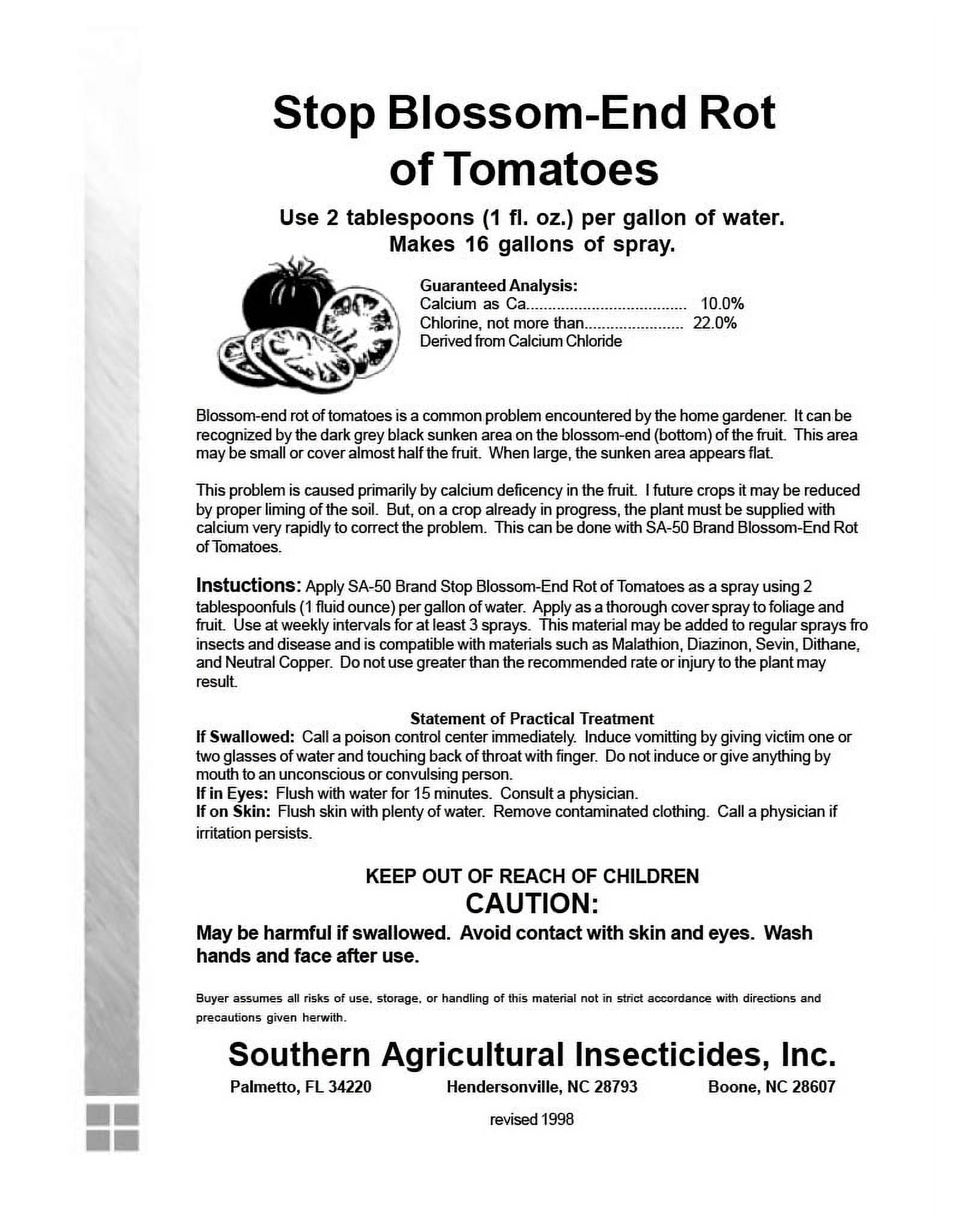 Stop Blossom-End Rot of Tomatoes - Corrects Calcium Deficiency - 16 fl oz Bottle by Southern Ag - image 3 of 7