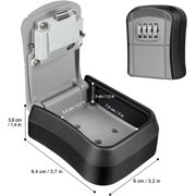 Security key box, key code box, key security box, 4-position lockable box, wall mounted password lock, gray