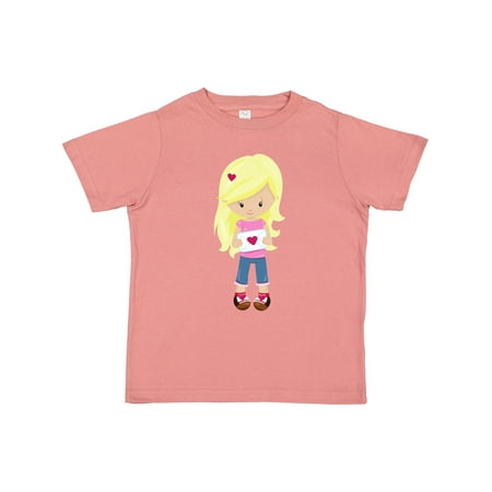 

Inktastic Valentine s Day Girl Girl in Love Blonde Hair Gift Toddler Toddler Girl T-Shirt