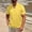 002 Yellow, variant on Men Henley Shirt Solid Color Cotton Linen Short Sleeve T-Shirts Band Collar Beach Vacation Pullover