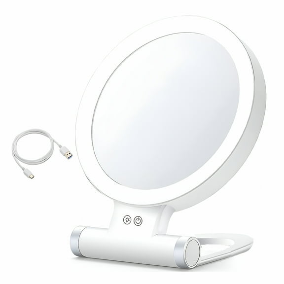 HIBIBUD LED Lighted Makeup Mirror – 5X/10X/20X/30X Magnifying, Double-Sided, USB Rechargeable, Adjustable Brightness, Travel Vanity Cosmetic Mirror