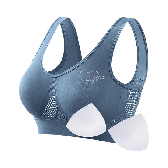 S-5X Womens Plus Size Sports Bras No Underwire Push Up Padded Bralettes Lightweight Hollow-Out Breathable Support Athletic Yoga Underwear Bra