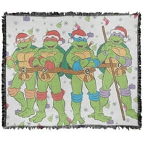 TMNT Teenage Mutant Ninja Turtles Blanket, 50'x60' Holiday Heroes Woven Tapestry Cotton Blend Fringed Throw Blanket