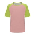 thumbnail image 4 of UQJfacai Womens Summer Tops Color Block Short Sleeve Raglan Shirts Crewneck Tunic Basic Tees Spring Fashion Clothes L, 4 of 9