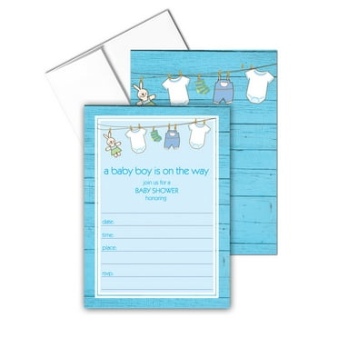 Boy Baby Shower Invite with Envelopes - 25 Baby Shower Invitations - B15206