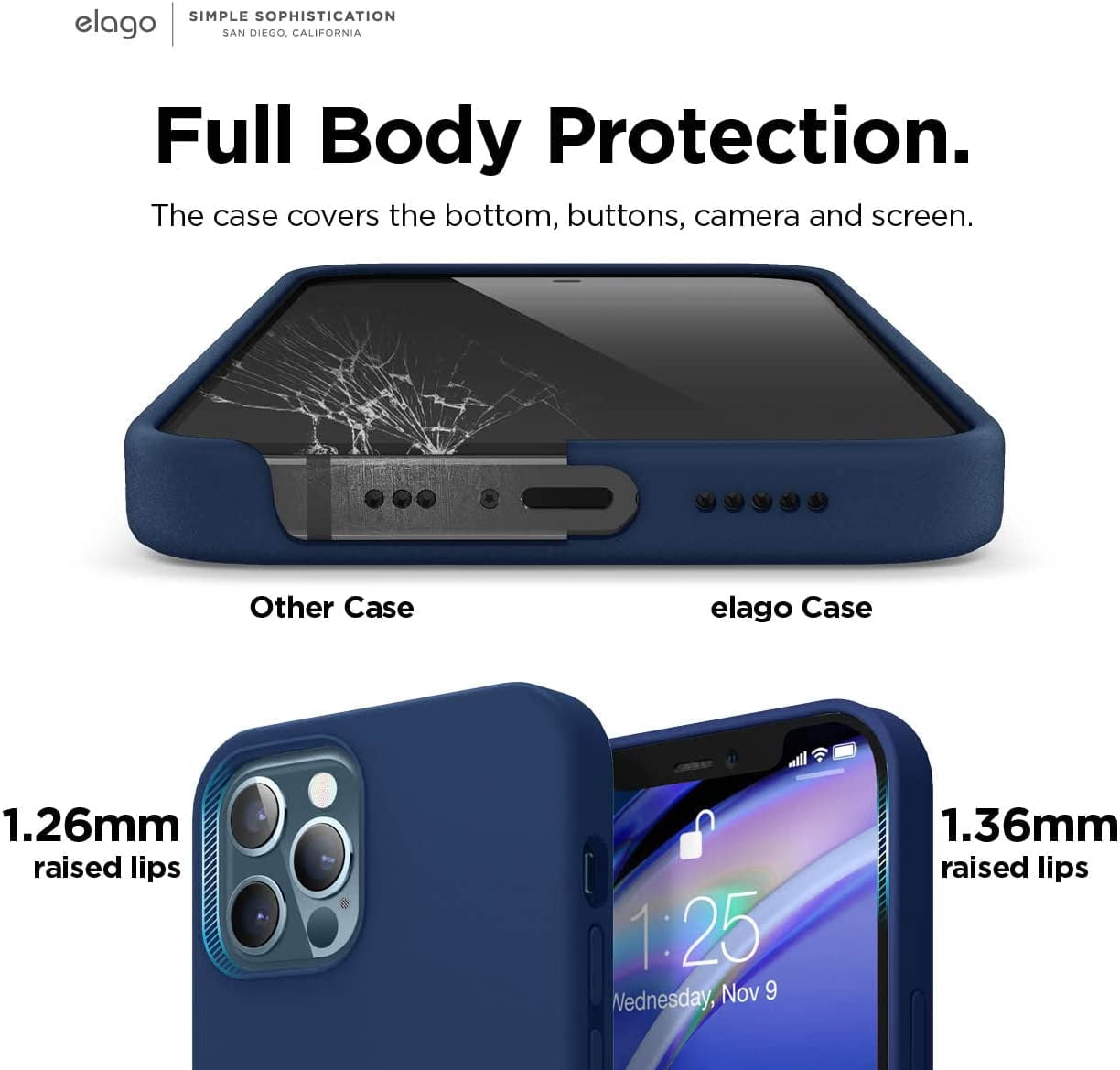 elago Magnetic Silicone Case for iPhone 12 and iPhone 12 Pro 6.1 inch - Built-in Magnets, Compatible with All MagSafe Accessories (Navy Blue)