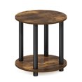 thumbnail image 5 of Furinno Turn-N-Tube Toolless Assembly Side Table, 2-Tier Rustic Brown Round End Table with Open Shelf, Night Stand, Bedside Table, for Living Room, Bedroom, Amber Oak, 5 of 5