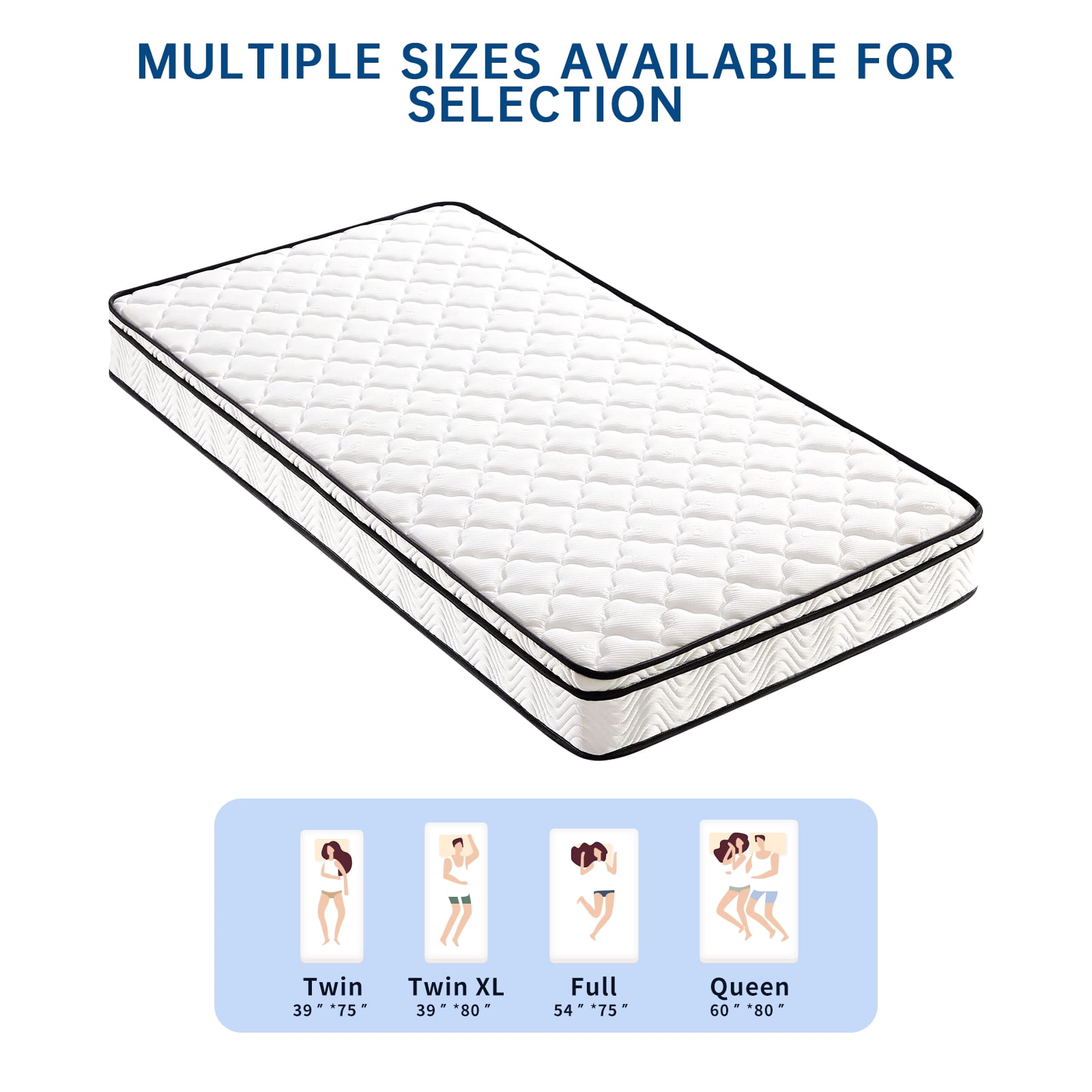Twin Mattress, 8 Inch Hybrid Mattress in a Box, Gel Memory Foam Mattress, Individually Wrapped Pocket Coils Innerspring Mattress, Support & Pressure Relief, Medium Firm Feel, 39"*75"*8"