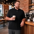 thumbnail image 2 of Garbnen XL-8XL Mens Polo Shirts Short Sleeve Loose Collared Henley Mens Shirts Big and Tall Lightweight Breathable Casual Business Outdoor Men Golf Shirt Black 4XL, 2 of 8