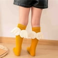 thumbnail image 5 of SPRING PARK Kids Girls Candy Color Cute Angle Wing Elastic Knee High Socks Cotton Stockings Casual Outdoor Leg Warmers, 5 of 7