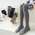 thumbnail image 4 of Godderr 2 Pairs Kids Teen Girl's Thigh High Socks 3-12Y Little Girl's Knee High Socks Extra Long over Knee Thigh High Stockings Warm Long Socks Toddler Bow High Boot Stockings, 4 of 7