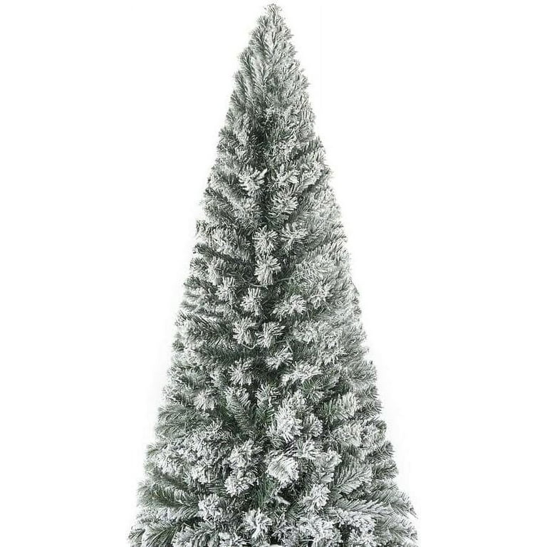 Naomi Home 6.5ft Snow Flocked Christmas Tree with Lights, Realistic Frosted  Pine Christmas Tree Prelit with Pine Cones, Foot Pedal 1040 Branch Tips