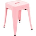 thumbnail image 5 of 18 Inch Industrial Metal Bar Stools Set of 2, Stackable Indoor/Outdoor Stackable Kitchen Dining Chair, Backless Kitchen Short Stools (Pink), 5 of 11