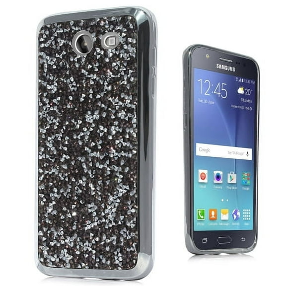 GSA Bling Candy Case For Samsung Galaxy J7 2016, 2017, J727 Black Silver