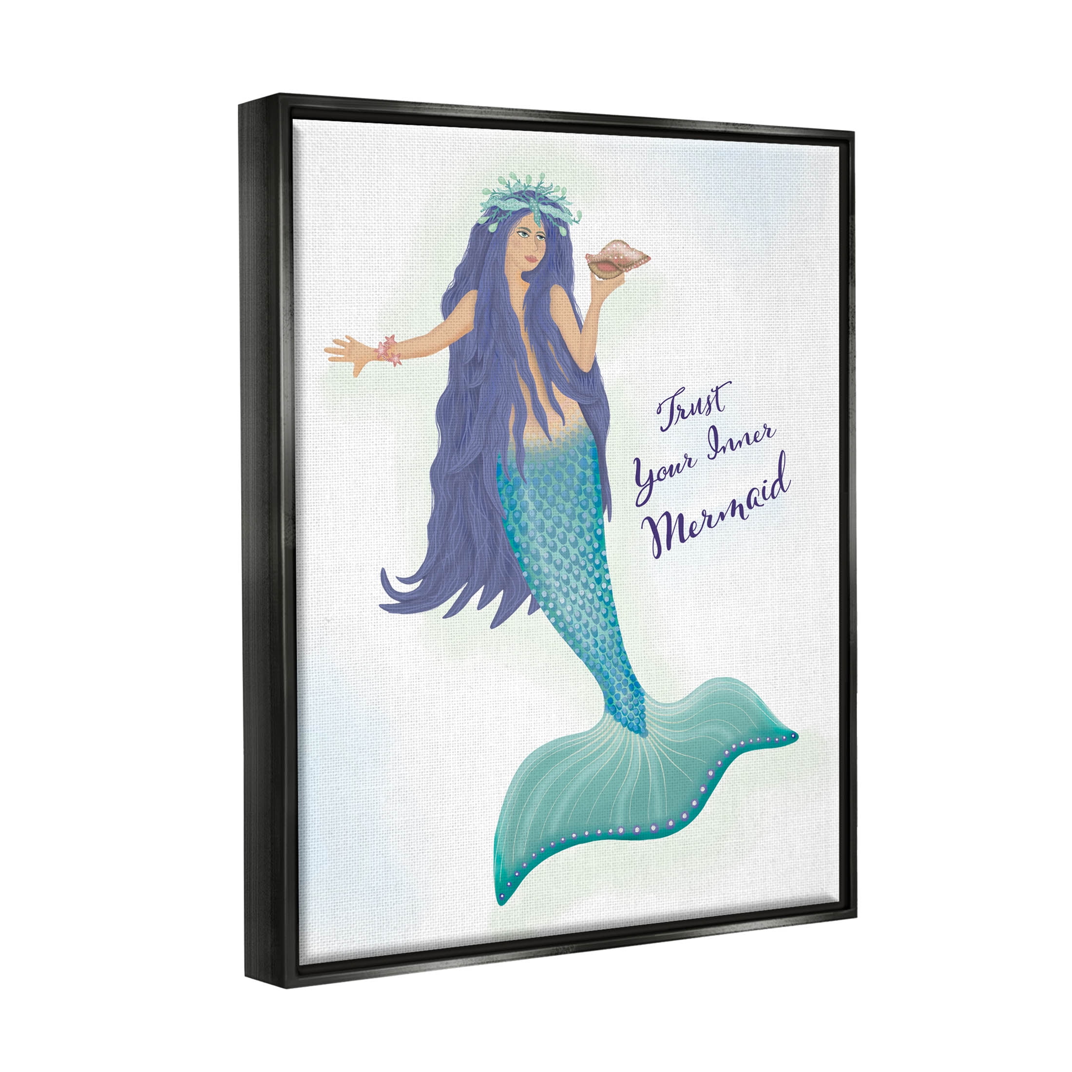 Trust Your Inner Mermaid Phrase Fairy Tales & Fantasy Graphic Art Jet Black Framed Art Print Wall Art