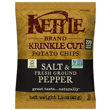 - Kettle Brand Potato Chips, Krinkle Cut Salt and Fresh Ground Pepper, 1.5 Oz, 24 Ct