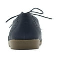 thumbnail image 4 of Ollio Women's Flat Shoes Wingtip Lace Up Faux Leather Oxford M2921, 4 of 6