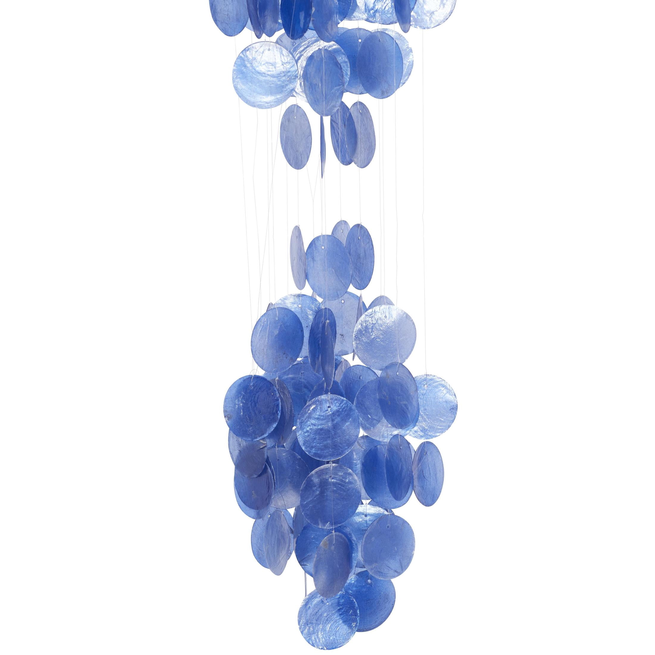 DecMode 27" Blue Capiz Shell Waterfall Geometric Windchime
