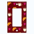 thumbnail image 2 of Metal Light Switch Wall Plate Outlet Cover (Coffee Espresso Mocha Cup Heart Croissant Love Pattern Brown - Single Rocker), 2 of 2