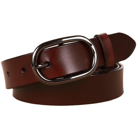 Women's Classic Metal Buckle Handcrafted Genuine Leather Jean Belt (Sytle